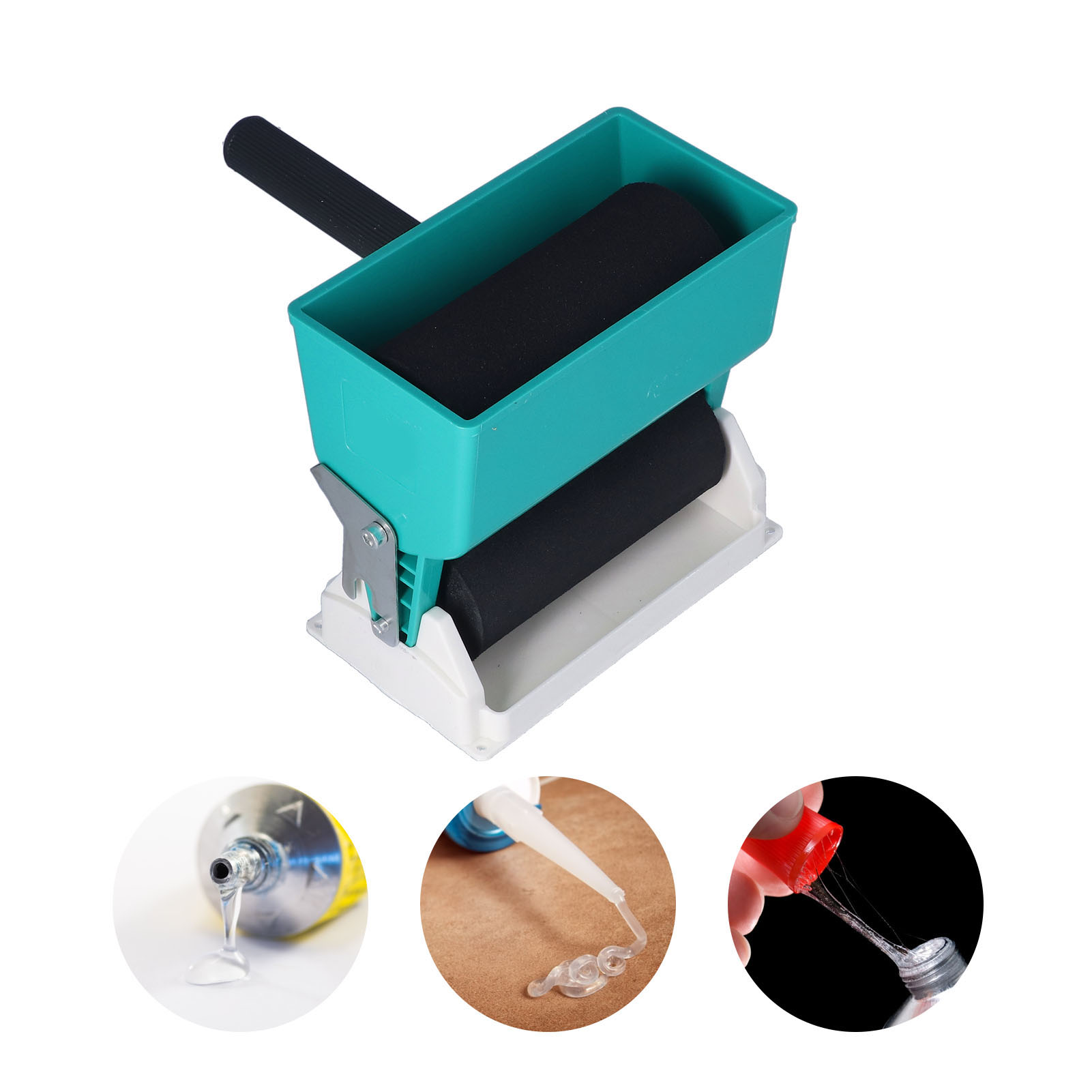 Loewten Rouleau Adhésif Portable Applicateur de Colle Réglable Bricolage pour le Travail du Bois 320mL F60C, Machine à Colle Manuelle, Applicateur de Colle Portable