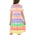 thumbnail image 4 of Robe Fille Été Patineuse Robe T-Shirt Teinture sur Nœuds Décontractée à Manches Courtes Robe Fluide pour Enfants 4-14 Ans, 4 of 6