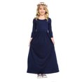 thumbnail image 1 of PMVFHDE Robe Longue Maxi de Fille à Manches Longues, Unie, Ample, Décontractée, Vacances, Printemps, avec Poches, 4-12 Ans, Bleu Foncé, 2-3 Ans, 1 of 5