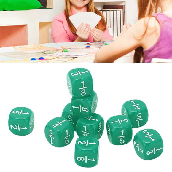 Ensemble de 20 Pcs de Cours de Fractions, Accessoires de Jeu de Table en Plastique Numéroté à 6 Facettes pour la Pratique des Maths pour Enfants