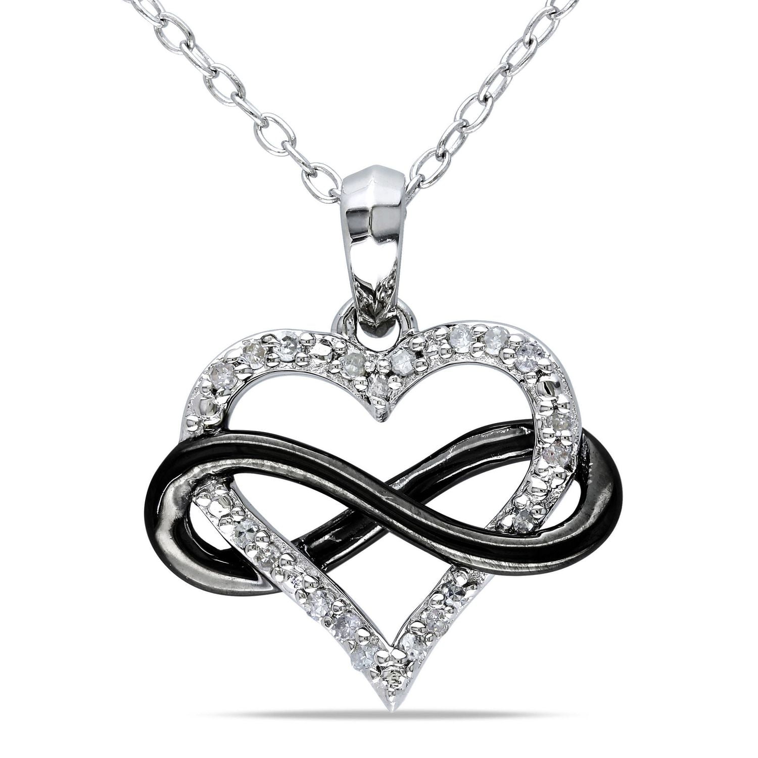 0.10 Carat T.W. Diamond Two-Tone Sterling Silver Infinity Heart Pendant; 18"