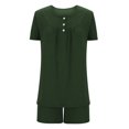 thumbnail image 4 of AherBiu Ensembles de Pyjama pour Femmes 2 Pcs Boutons Col Rond Hauts Ensemble de Pjs Shorts Confortables Vêtements de Nuit Vêtements de Nuit, 4 of 7
