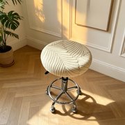 TOUMENY Round Bar Stool Covers, Stretchy Seat Cover with Elastic Bands for Secure Fit, 11.8-14.2 Inch Washable Stool Protector for Kitchen Counter Bar Stools, Beige