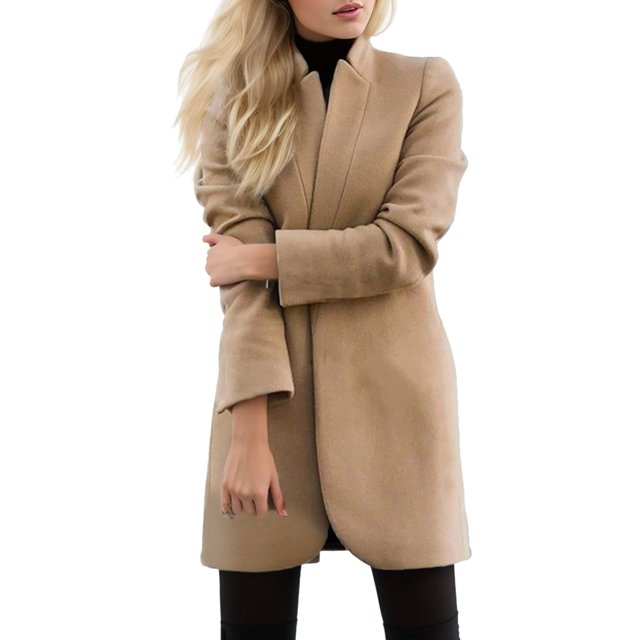 Women's Long Coat Solid Open Front Cardigan Jacket with Short Sleeve Design