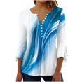 thumbnail image 2 of T-Shirt à Manches Courtes Imprimé Floral Top Dames Bleu L, 2 of 5