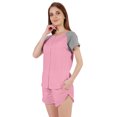 thumbnail image 4 of Inkmeso Solid 2 Pc Nightwear Set For Women Raglan Sleeves Button-Down Top & Shorts Sleepwear-52, 4 of 7