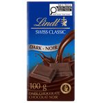 Lindt SWISS CLASSIC Dark Chocolate Bar, 100 Grams