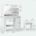 thumbnail image 3 of HOMCOM Vanity Desk with Mirror and Stool Makeup Vanity for Bedroom White, 3 of 10