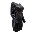 thumbnail image 4 of Fridja Womens Mini Solid Color Long Sleeve Hip High Waist Sexss Dress, 4 of 6