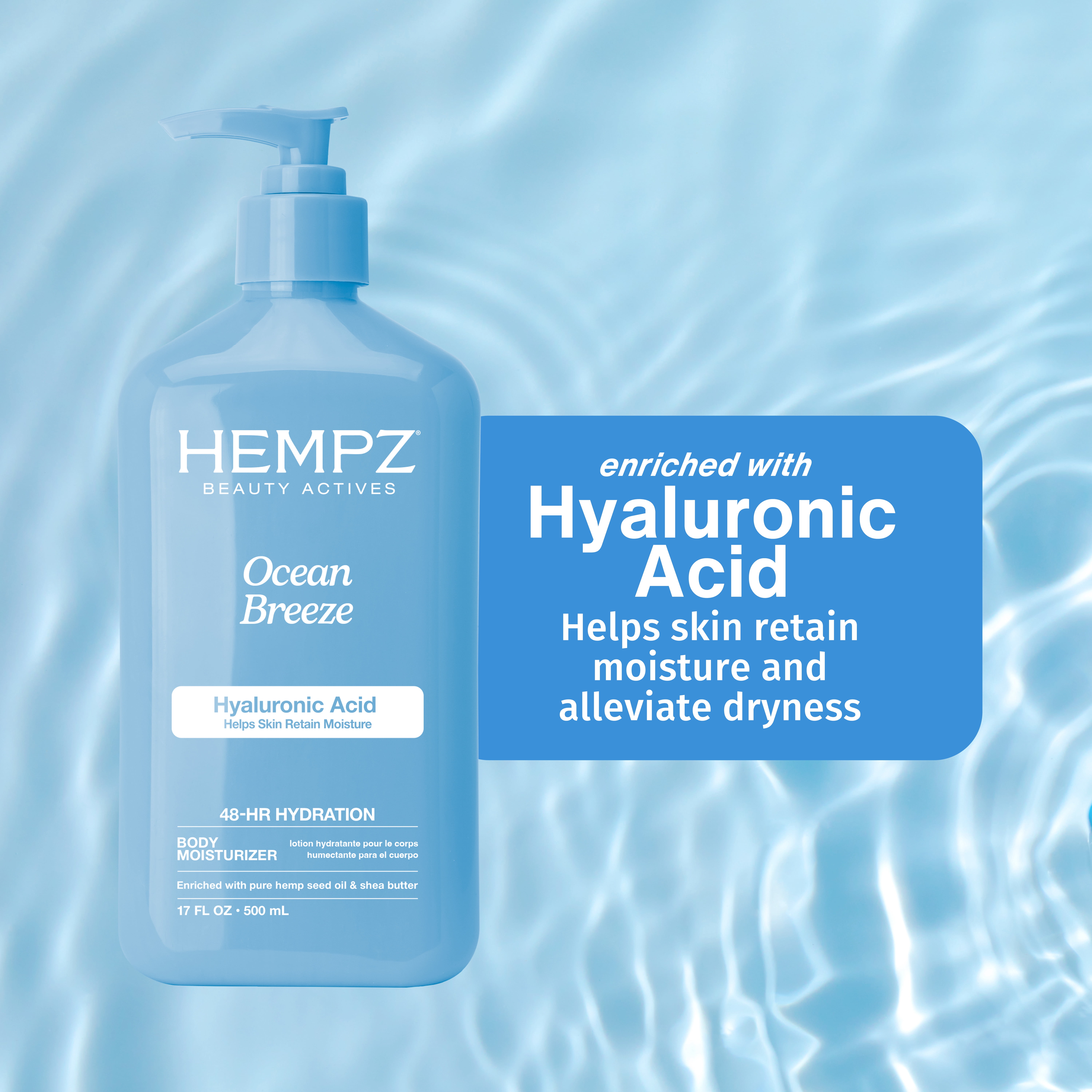 Hydratant corporel HEMPZ – Brise océanique, pour les peaux sèches 17oz