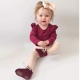 thumbnail image 3 of Newborn Baby Girl Boy Ruffled Long Sleeve Romper Solid Color Casual Bodysuit Spring Fall Clothes, 3 of 6