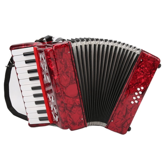Accordion, 8 Bass 22-Key Button Kids Accordion For Children Christmas Gift, Piano Accordion Keyboard Instruments With Strap, Gloves For Adult Beginners