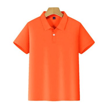 AJIWYH Chemise Habillée Blanche pour Garçons, Chemise à Manches Courtes pour Enfants Garçons Filles avec Fermeture à Boutons, Tissu Confortable et Doux (Orange, 5-6 Ans)