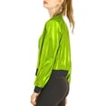thumbnail image 4 of INSPIRE CHIC Women's Casual Stand Collar Metallic Zip Crop Length Bomber Jacket, 4 of 7