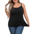 thumbnail image 3 of Charmo Camisoles à Soutien-Gorge Intégré en Coton, Bretelles Spaghetti Ajustables, Débardeurs à Encolure Dégagée, Superposition Cami S-5X, 3 of 8