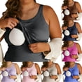 thumbnail image 1 of RKSTN Tank Tops for Women Ribbed Plus Size Built in Bras Tank Top Trendy Solid Color Sleeveless Crew Neck Base layer Casual Shirts, 1 of 10