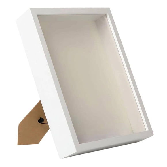 jifeng Wood Shadow Box Frame Crafts Wood Memory Display for Memorabilia Flowers Medals White