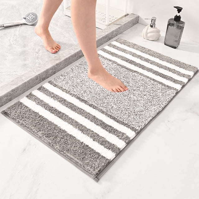 Wuztai Extra Thick Microfiber Door Mat, Non-Slip Absorbent Striped Rug, Bathroom Kitchen Entryway Floor Mat for Wet Areas Home Decor