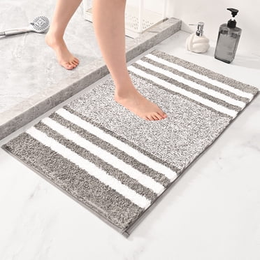 EGNMCR Bathroom Rugs, Extra Thick Microfiber Striped Door Mat - Non-Slip Bathroom Kitchen Entry Rug Water-Absorbent Floor Mat For Bathroom Kitchen Doorway Foot Mat Bathroom Rug Blanket