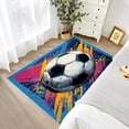 thumbnail image 2 of Sports Theme Area Rugs, Graffiti Soccer Ball Pattern Carpet, Washable Non Slip Low Pile Soft Rug for Living Room Bedroom Decor Mat 3x4ft, 2 of 8