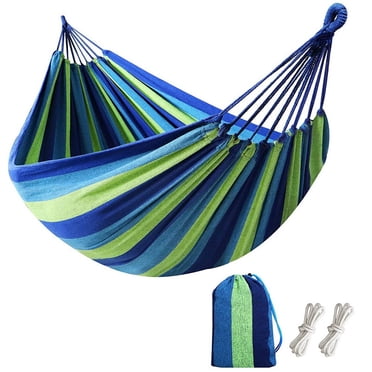 Hamac Double (Max 450 Lb) - Hamac en Toile de Coton Douce pour 2 Personnes avec Sangles pour Arbre - Hamac Portable avec Sac de Voyage pour Patio, Véranda, Jardin