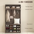 thumbnail image 4 of HOMCOM Portemanteau d'Entrée avec Banc et Casiers de Rangement pour Chaussures, Brun, 4 of 10