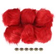 thumbnail image 1 of Unique Bargains Fluffy Soft Faux Fur Pom Poms for Hats with Snap Button, Red 6Pack, 1 of 7