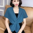 thumbnail image 4 of Women Shawl Short Solid Color Knitted Sunscreen Open Stitch Air Conditioner Shawl for Home Wear, 4 of 8