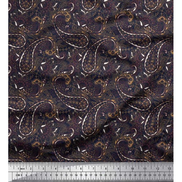 Soimoi Poly Georgette Fabric Floral & Paisley Printed Craft Fabric by The Yard 42 Inch Wide