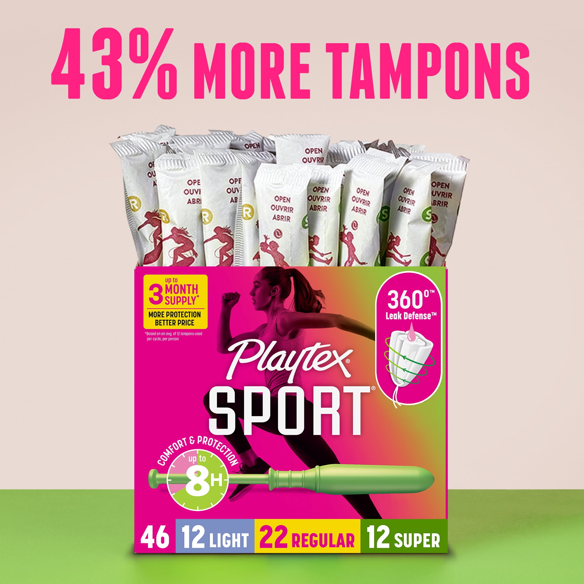 Playtex Sport Jumbo Pack Léger-Régulier-Super 46ct