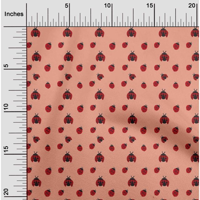 oneOone Tissu en Coton Cambric Pêche Rouge Insecte Matériel de Robe Tissu Imprimé Tissu au Mètre 56 Pouces de Large