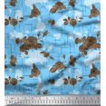 thumbnail image 1 of Soimoi Blue polyester Crepe Fabric Floral Art Geometric Print Fabric by the Yard 42 Inch Wide, 1 of 3