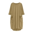 thumbnail image 4 of Pompotops Robe Ample pour Femmes avec Poches, Col pour Dames, Hauts Longs Décontractés, Robe Grande Taille en Solde, 4 of 4