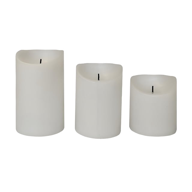 Mainstays White Rechargeable Flameless LED Pillar Candles,Various Sizes, 3 pack