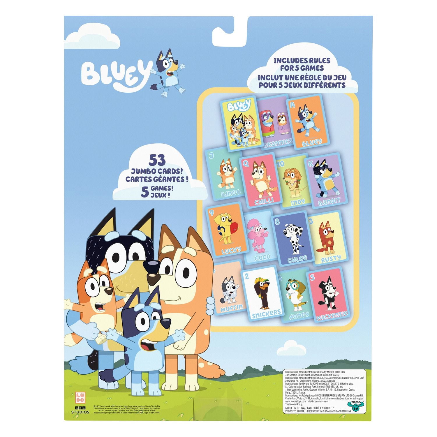 Coffret de jeux de cartes Bluey 5 en 1