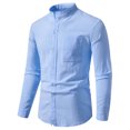 thumbnail image 1 of 2025 New Men's Solid Color Cotton Linen Long Sleeve Shirt, 1 of 5