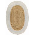 thumbnail image 1 of 5x8 Ft Oval White & Natural Jute Area Rug, Hand-Woven, Reversible, Farmhouse Boho Style, Durable & Pet-Friendly Rug for Living Room, Dining Room, and Bedroom, 1 of 5