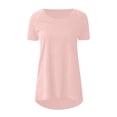 thumbnail image 4 of Haut T-shirt Blouse d'Été pour Femmes Uni à Col Rond, Coupe Ample, Manches Courtes, 4 of 5