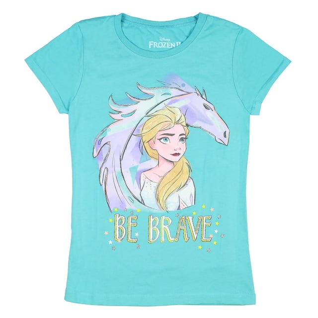 Disney Girls Frozen II Be Brave Glitter Accent T-Shirt (Small)