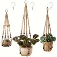 thumbnail image 1 of 3pcs Macrame Plant Hangers, Indoor Different Size Hanging Planter Baskets Flower Pot, 1 of 5