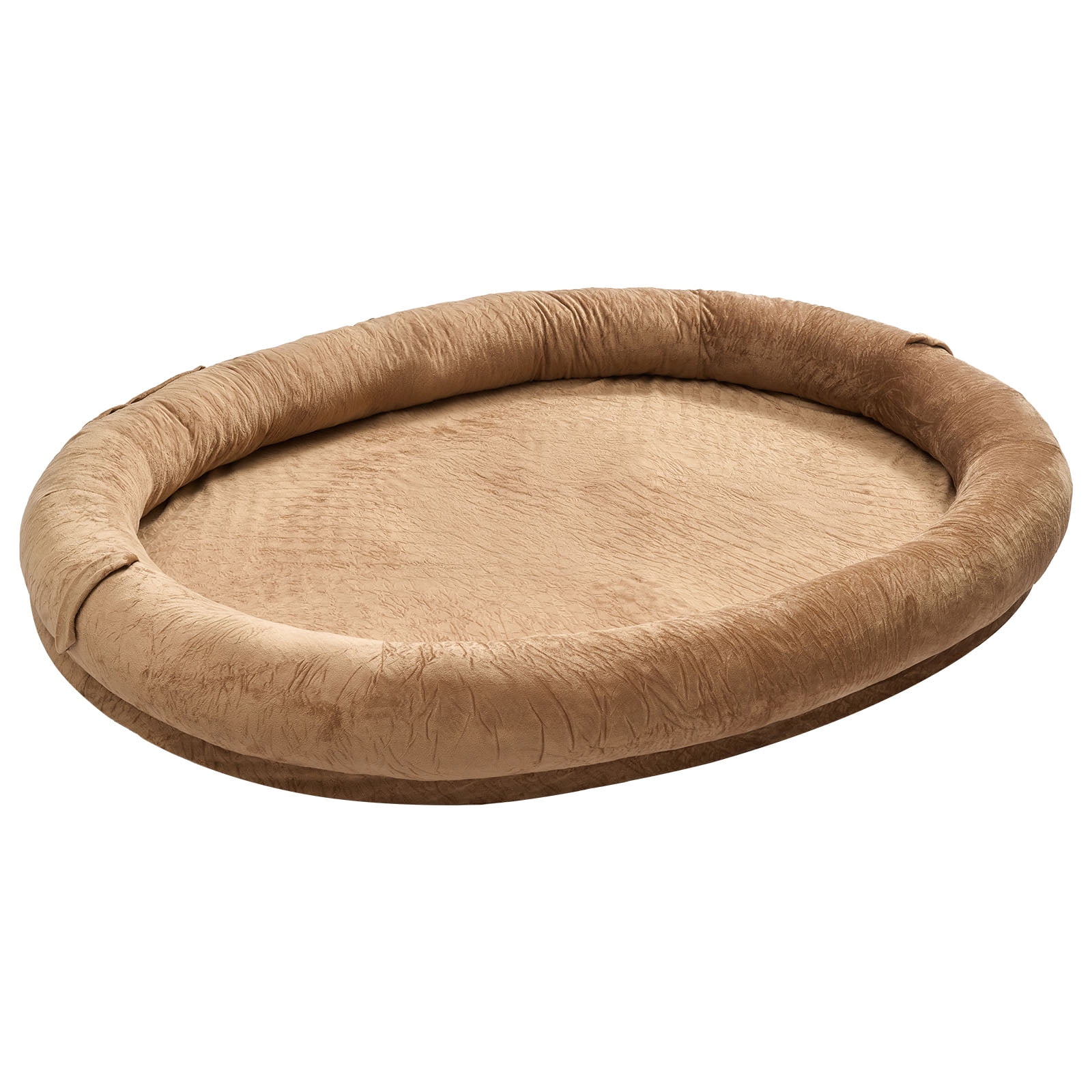 KFFKFF Human Dog Bed, 69.69 x 48.43 x 9.45 inch Orthopedic Memory Foam Human Sized Dog Bed, Humans Pet Beds with Side Pocket, Handle & Zipper, Brown