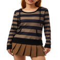 thumbnail image 1 of Women Patchwork Hoodie  Stripe Pattern Long Sleeve Hooded Pullover, 1 of 9