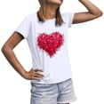 thumbnail image 2 of Chandails des Fêtes pour Couples Assortis Imprimé Cœur de la Saint-Valentin Léger Mince Décontracté Col Rond Manches Courtes T-Shirt Confortable Confortable Doux Mari Femme Tenue de Vacances Vêtements Blanc m, 2 of 5