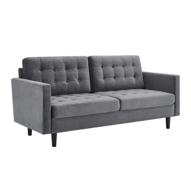 Modway Canapé en Velours de Performance Capitonné Gris et Noir