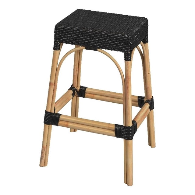 Butler Specialty Company Robias Rectangular Rattan 30" Bar Stool - Black