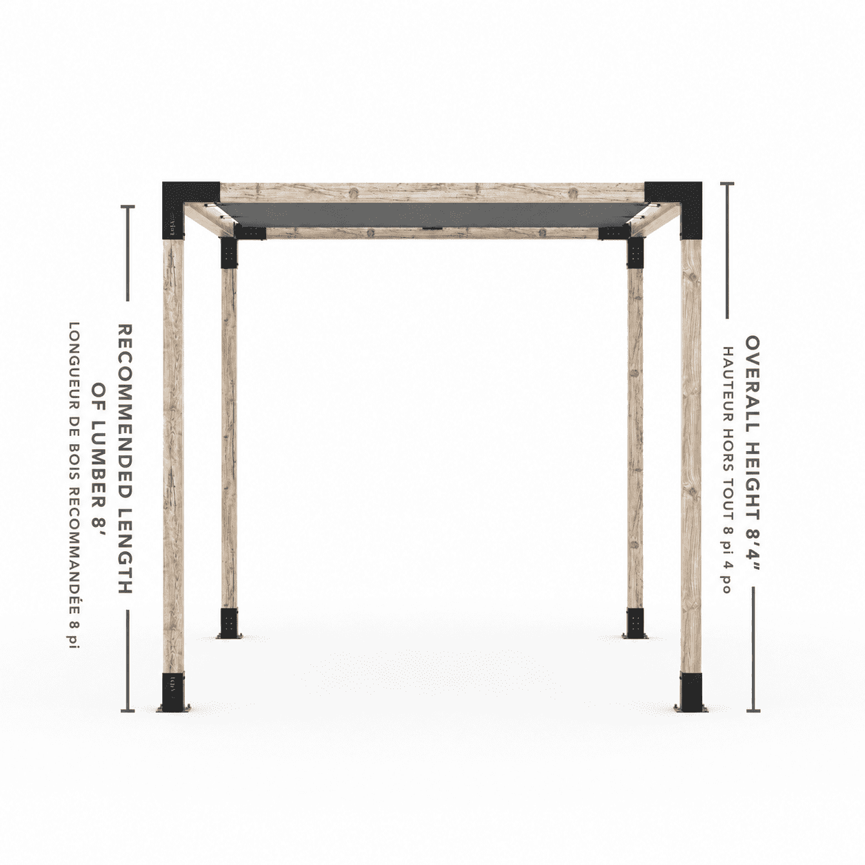 Toja 8' X 12' Pergola Kit With Shade Sail For 4X4 Wood Posts