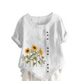 thumbnail image 2 of zanvin Haut pour Femmes, Cadeaux des Fêtes T-Shirt d'Été Surdimensionné Décontracté à Col Rond à Manches Courtes à Imprimé Floral Ample, 2 of 5