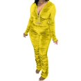 thumbnail image 3 of Honganda Slim Pleated Zipper Hooded Top and Pants Two-piece Suit, 3 of 6