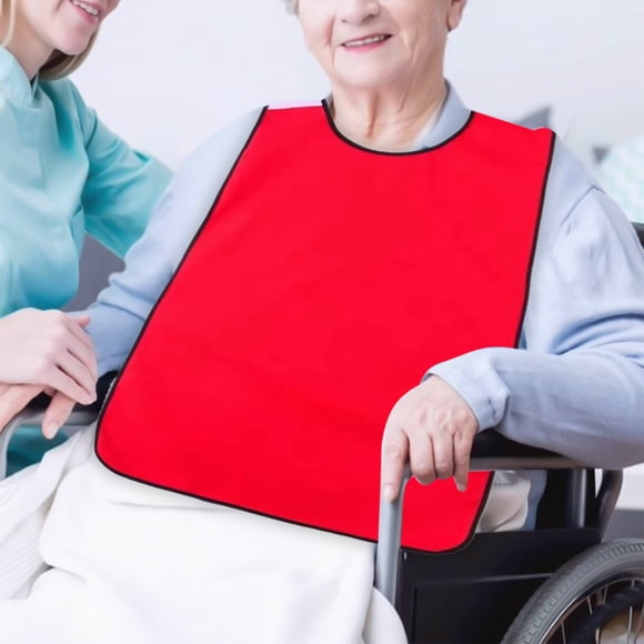 Bavette Ajustable pour Adulte pour Manger, 29,5 X 17,7 Po, Protecteur de Vêtements Lavable pour Personnes Âgées, Aînés et Handicapés, Fermeture à Crochets et Boucles