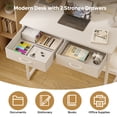thumbnail image 4 of Pinmoco Writing Desk with 2 Fabric Drawers& Hanging Hook, 32 Inch Computer Desk Study Table Vanity Desk for Small Spaces, Home Office, White, 4 of 9